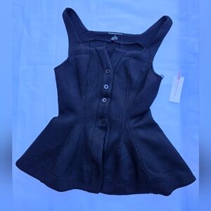 NWT Anthropologie Black Sleeveless Button-Up Top‎ Sz: XXS - super stretch - Soft